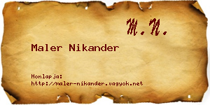Maler Nikander névjegykártya
